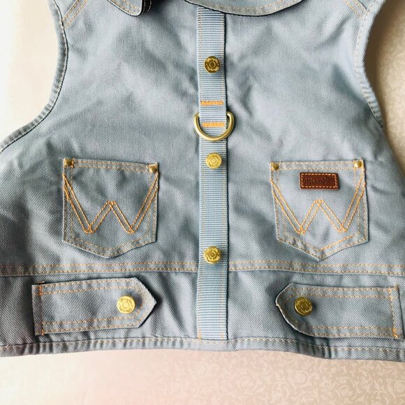 Wrangler Wash Denim Dog Winter Vest Harness w lined Size : L up to 50-90 Lbs - Picture 3 of 4